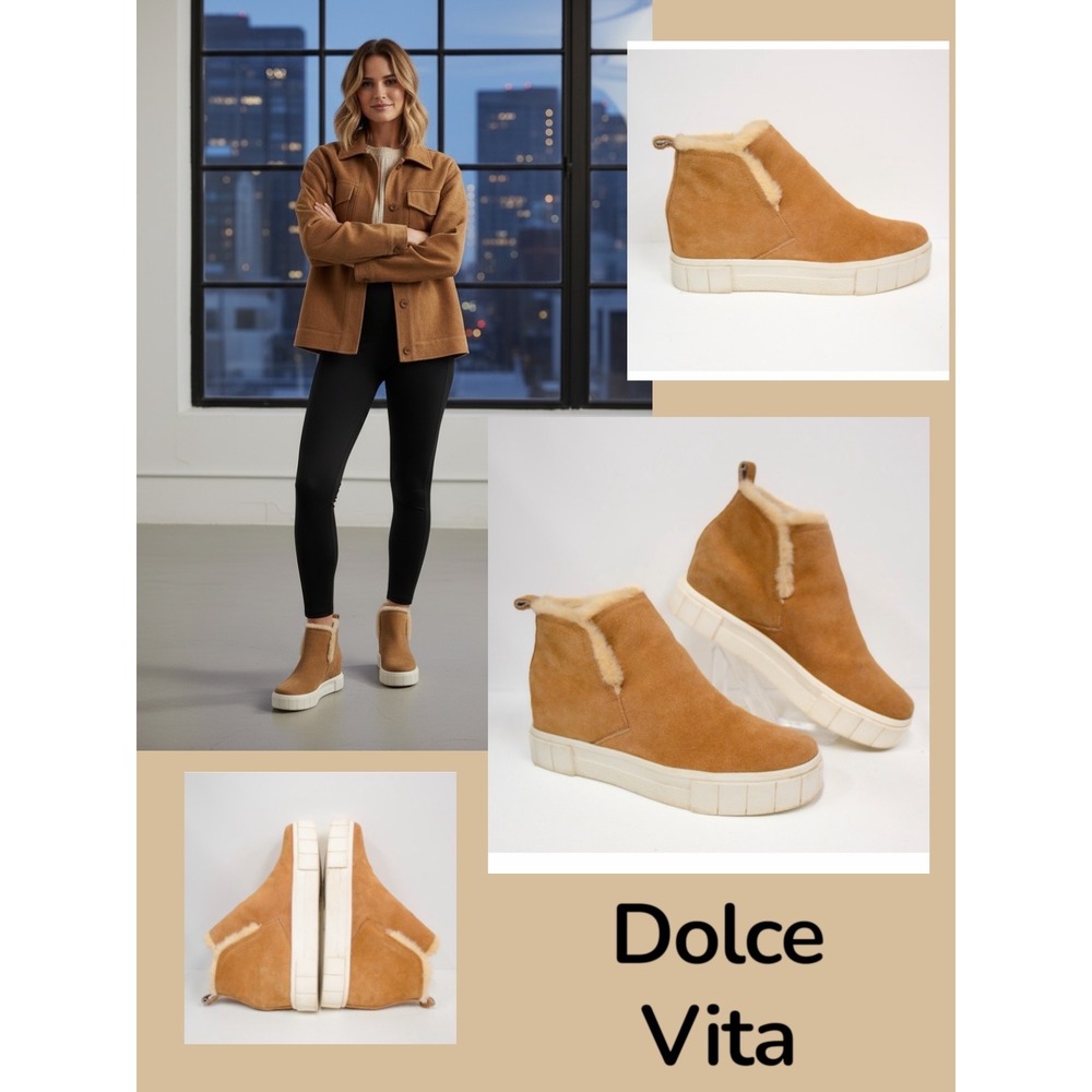Dolce Vita Hightop Sneaker - Tan Suede Cozy Faux Shearling Lining| Platform Boot
